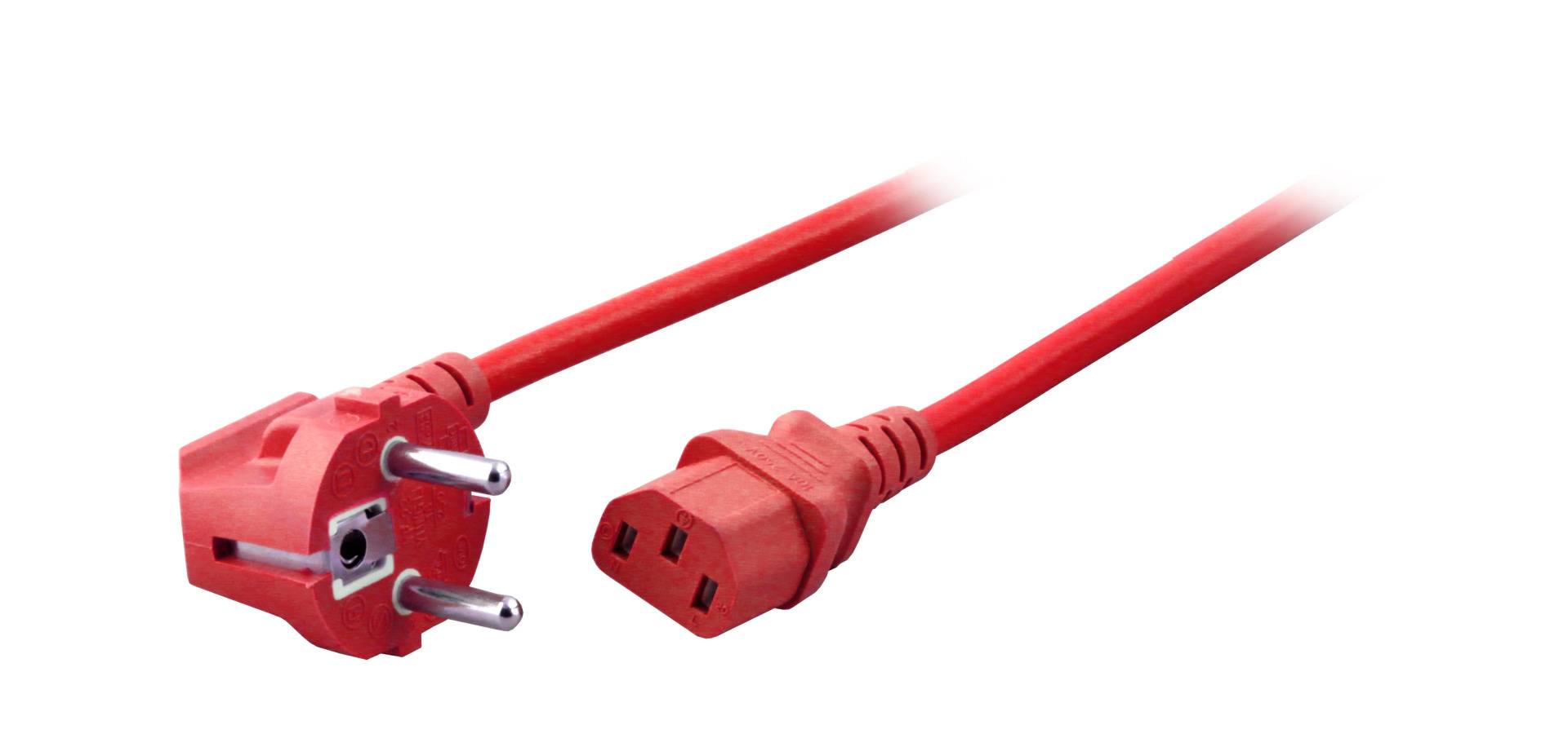 EFB Netzleitung Schutzkontakt 90 - C13 180, rot, 3,0 m, 3 x 1,00 mm