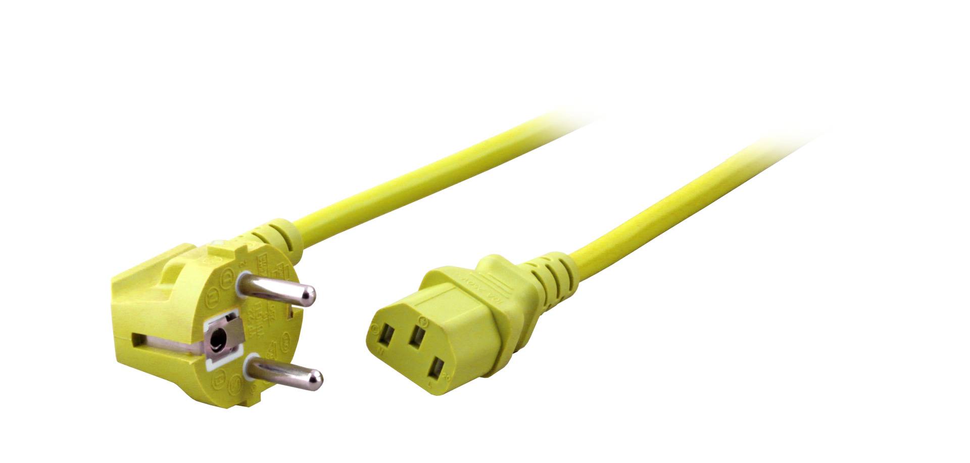 Netzleitung Schutzkontakt 90° - C13 180° gelb 3 x - Kabel - Strom/Netzteil