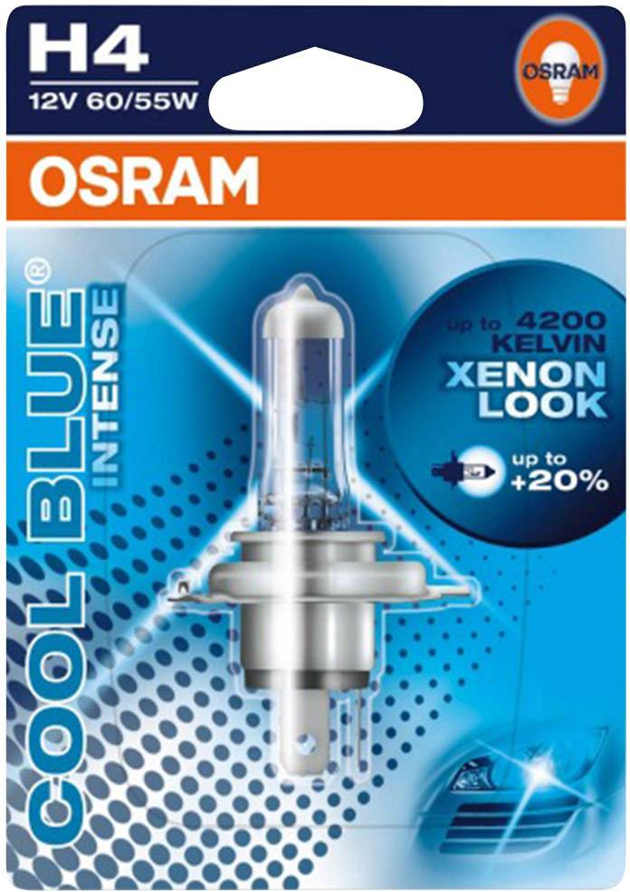 Osram Auto 64193 CBI Halogen Leuchtmittel COOL BLUE® INTENSE H4 60/55 W 12 V