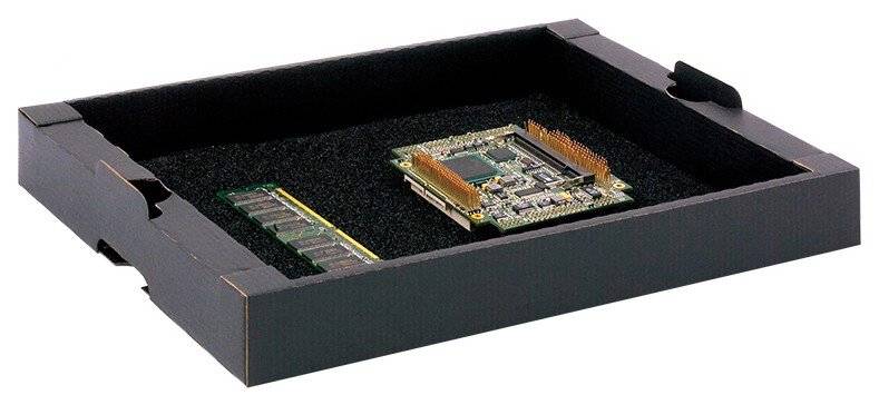 ESD Tray 05-CTR-EL, stapelbar, mit schwarzem Schaum, 351 x 246 x 31 mm