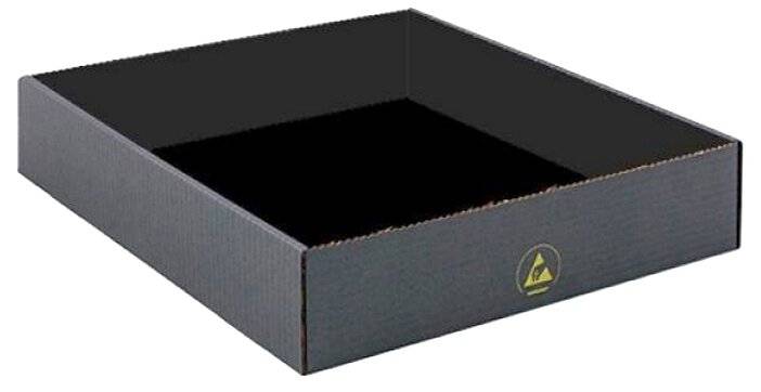 ESD Stegcontainer 15-TSC, schwarz ,ohne Deckel & Stegeinsatz, 372 x 388 x 84 mm