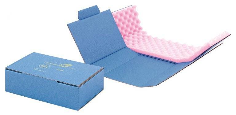 ESD Versandschachtel, 200x140x50 mm, mit rosa Noppenschaum, 10-TCP as