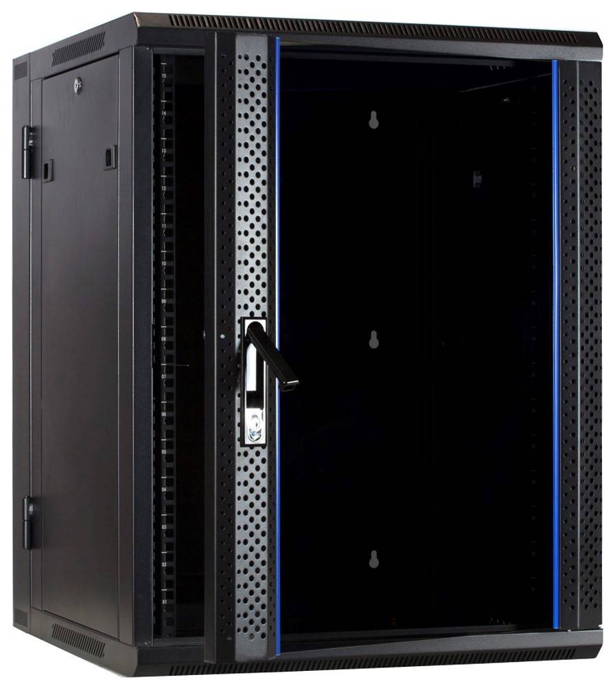 Danicom - 15 HE Serverschrank, wendbares Wandgehäuse mit Glastür (BxTxH) 600 x 600 x 770mm