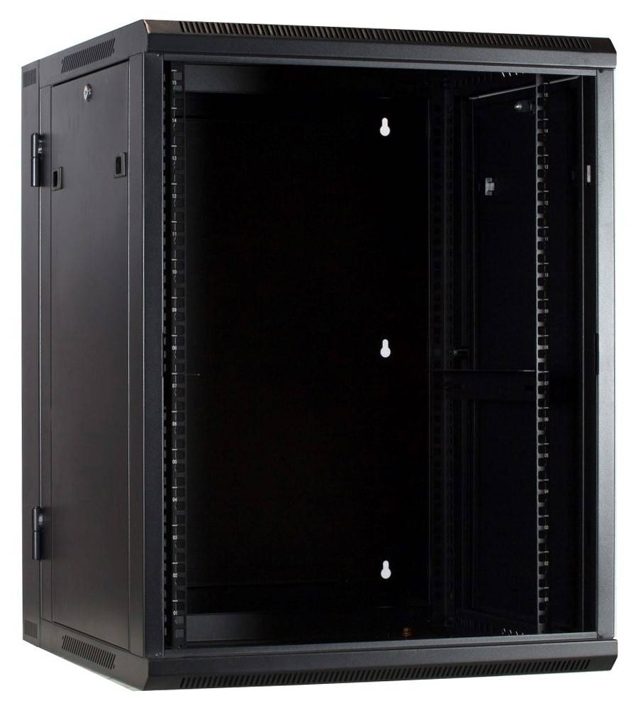 Danicom - 15 HE Serverschrank, wendbares Wandgehäuse mit Glastür (BxTxH) 600 x 600 x 770mm
