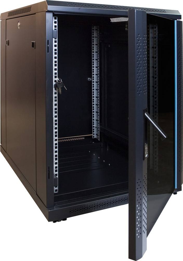 Danicom - 15 HE, kleiner Serverschrank, mit Glastür (BxTxH) 600x600x860mm