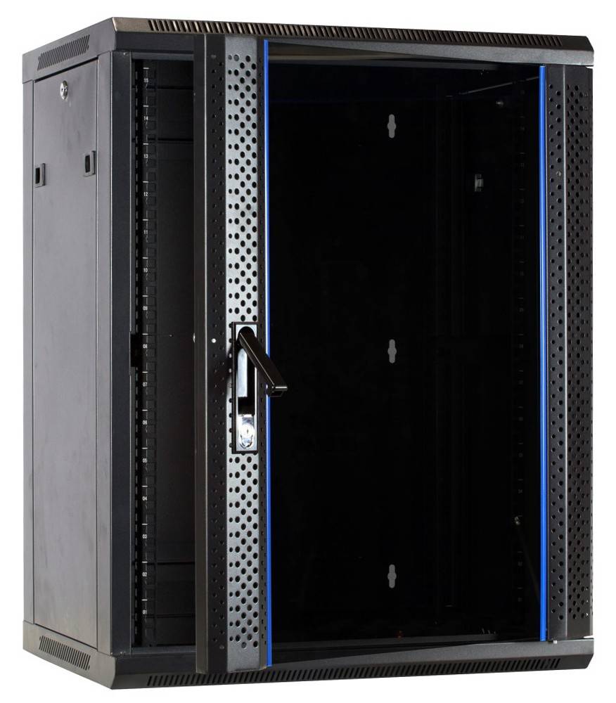 Danicom - 15 HE Serverschrank, Wandgehäuse, mit Glastür (BxTxH) 600 x 450 x 770 mm