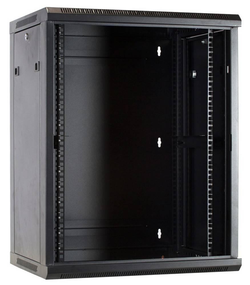 Danicom - 15 HE Serverschrank, Wandgehäuse, mit Glastür (BxTxH) 600 x 450 x 770 mm