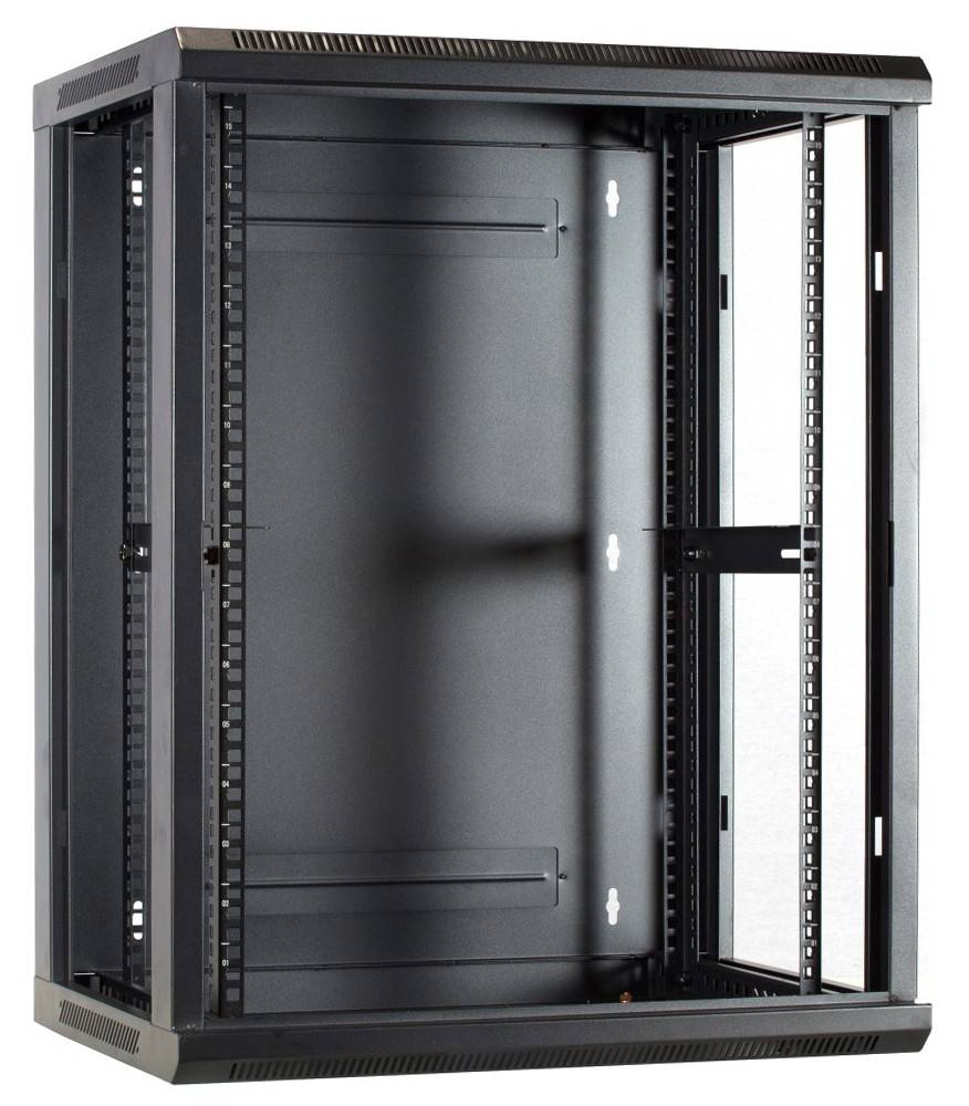 Danicom - 15 HE Serverschrank, Wandgehäuse, mit Glastür (BxTxH) 600 x 450 x 770 mm