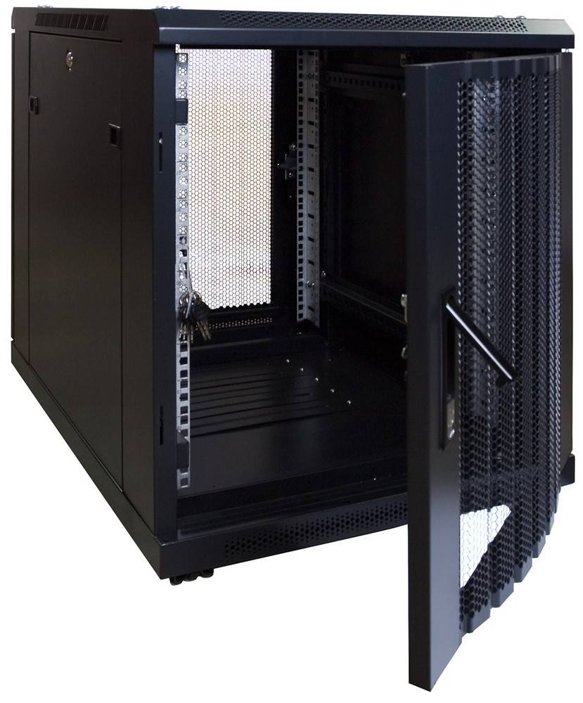 Danicom - 12 HE, kleiner Serverschrank, mit perforierter Fronttür (BxTxH) 600 x 800 x 720 mm