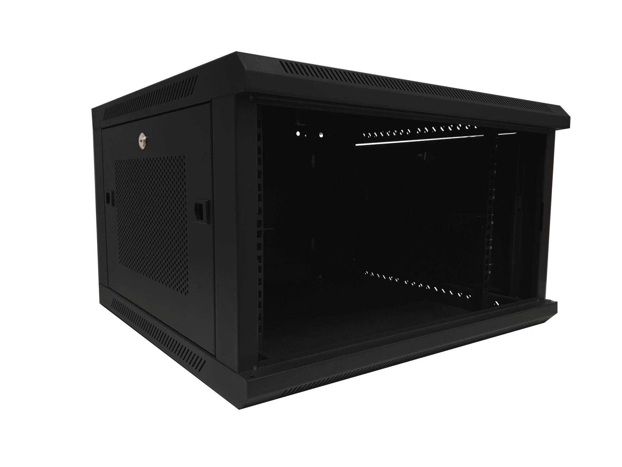 Danicom - 6 HE Serverschrank, 19” Wandgehäuse mit Glastür und Perforierte Seitenwände (BxTxH) 600 x 600 x 368mm