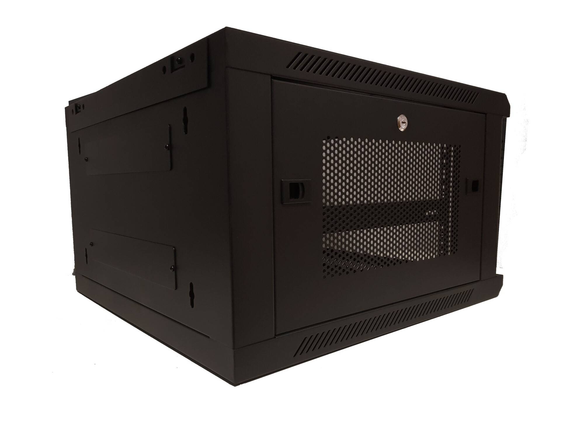 Danicom - 6 HE Serverschrank, 19” Wandgehäuse mit Glastür und Perforierte Seitenwände (BxTxH) 600 x 600 x 368mm
