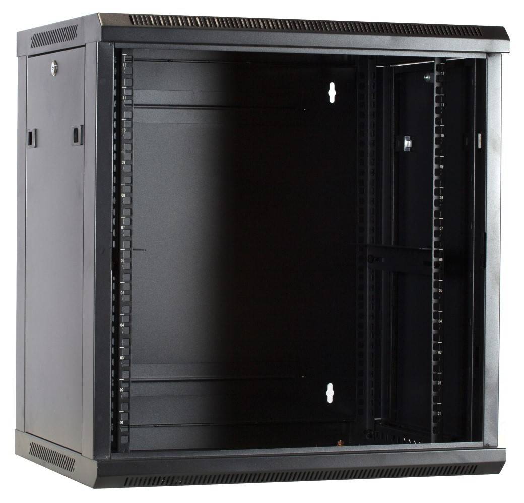 Danicom - 12 HE Serverschrank, Wandgehäuse, mit Glastür, nicht vormontiert (BxTxH) 600 x 450 x 634mm