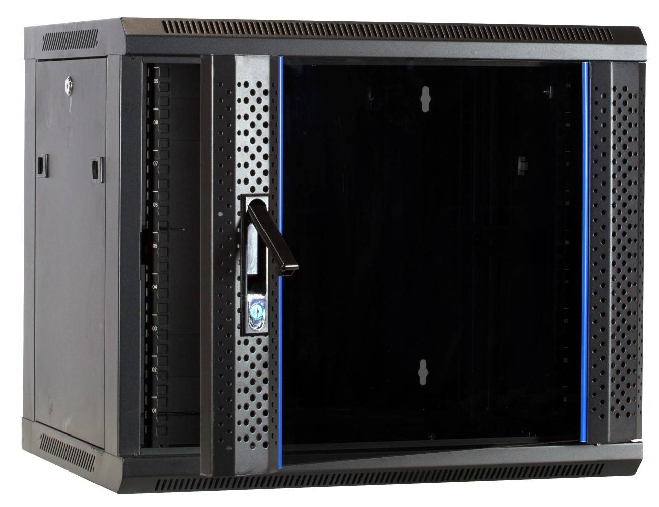 Danicom - 9 HE Serverschrank, Wandgehäuse, mit Glastür (BxTxH) 600 x 450 x 500mm