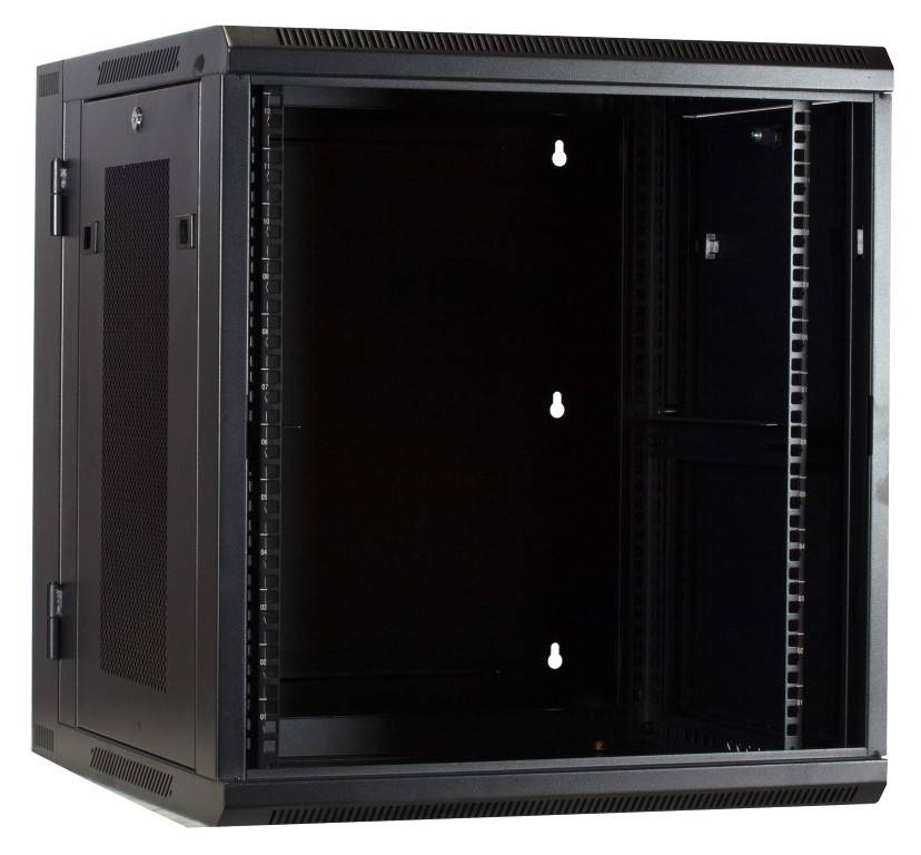 Danicom - 12 HE Serverschrank, wendbares Wandgehäuse mit Glastür und perforierten Seitenwänden (BxTxH) 600 x 600 x 635mm