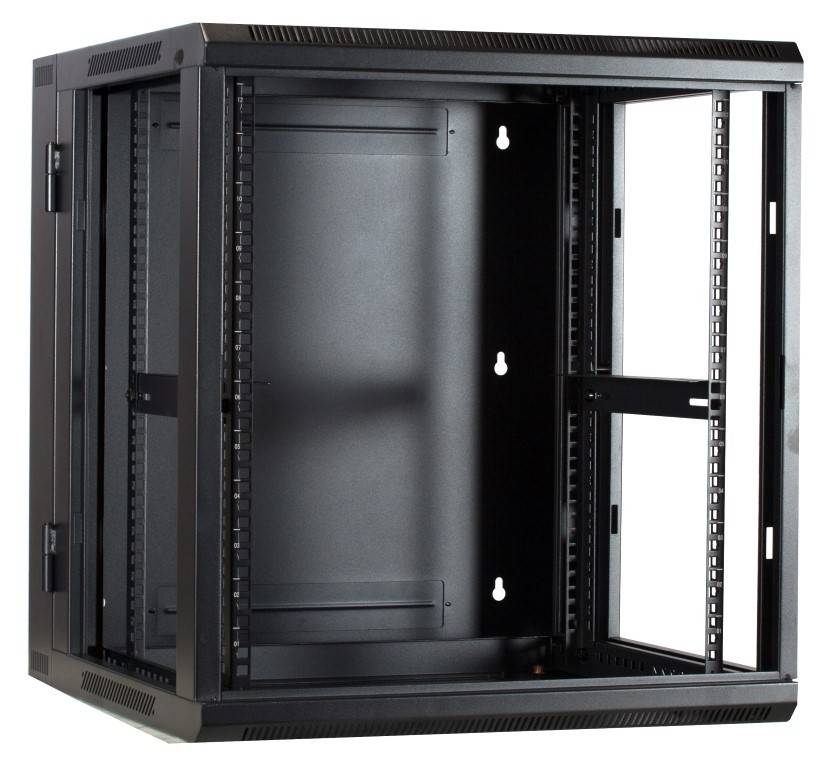 Danicom - 12 HE Serverschrank, wendbares Wandgehäuse mit Glastür und perforierten Seitenwänden (BxTxH) 600 x 600 x 635mm