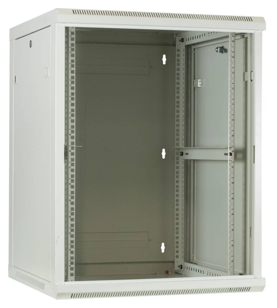 Danicom - 15 HE Serverschrank, Wandgehäuse mit Glastür Weiß (BxTxH) 600 x 600 x 770mm