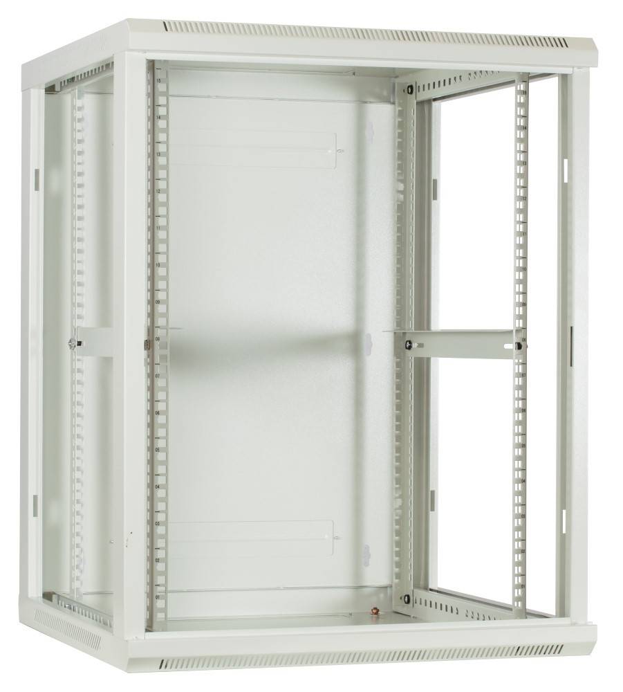 Danicom - 15 HE Serverschrank, Wandgehäuse mit Glastür Weiß (BxTxH) 600 x 600 x 770mm