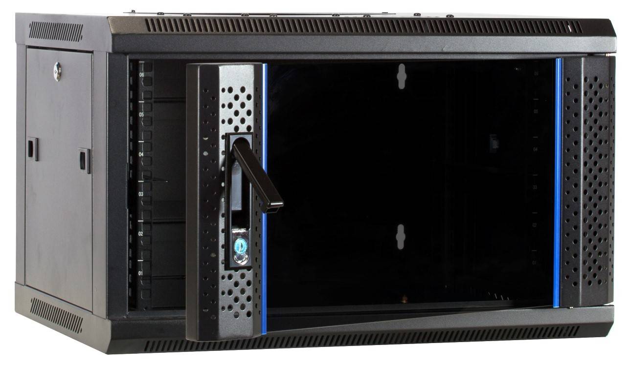 Danicom - 6 HE Serverschrank, Wandgehäuse, mit Glastür (BxTxH) 600 x 450 x 367mm