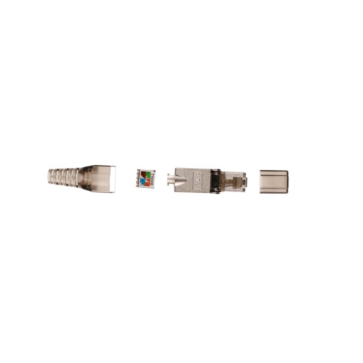 Danicom - S/FTP CAT6a Toolless RJ45 Netzwerkstecker - für Starrleiter