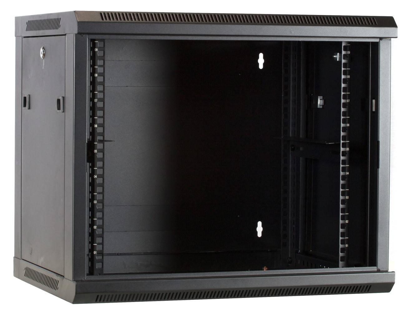 Danicom - 9 HE Serverschrank, Wandgehäuse, mit Glastür, nicht vormontiert (BxTxH) 600 x 450 x 500mm