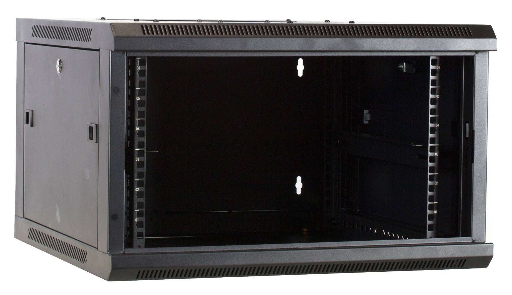 Danicom - 6 HE Serverschrank, Wandgehäuse, mit Glastür, nicht vormontiert (BxTxH) 600 x 600 x 368mm