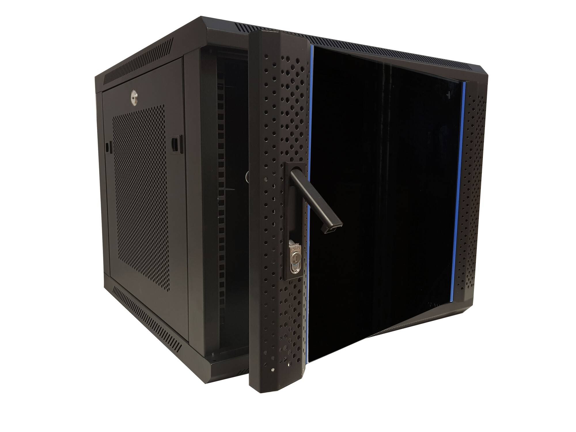 Danicom - 9 HE Serverschrank, 19” Wandgehäuse mit Glastür und Perforierte Seitenwände (BxTxH) 600 x 600 x 501mm