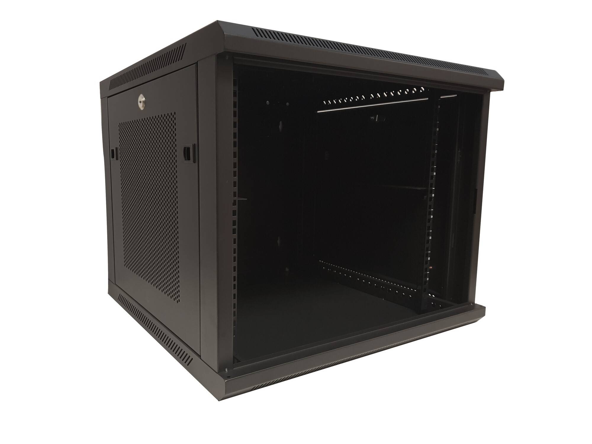Danicom - 9 HE Serverschrank, 19” Wandgehäuse mit Glastür und Perforierte Seitenwände (BxTxH) 600 x 600 x 501mm