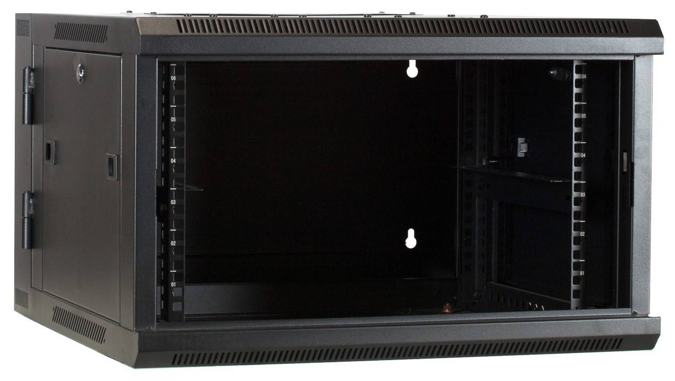 Danicom - 6 HE Serverschrank, wendbares Wandgehäuse mit Glastür (BxTxH) 600 x 600 x 368mm