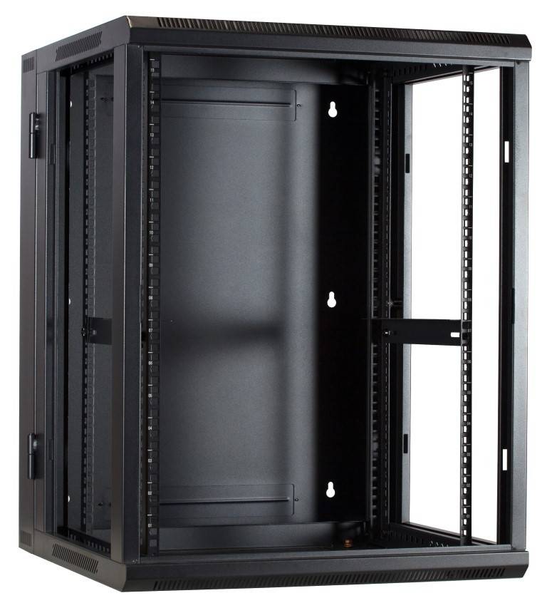 Danicom - 15 HE Serverschrank, wendbares Wandgehäuse mit Glastür und perforierten Seitenwänden (BxTxH) 600 x 600 x 770mm