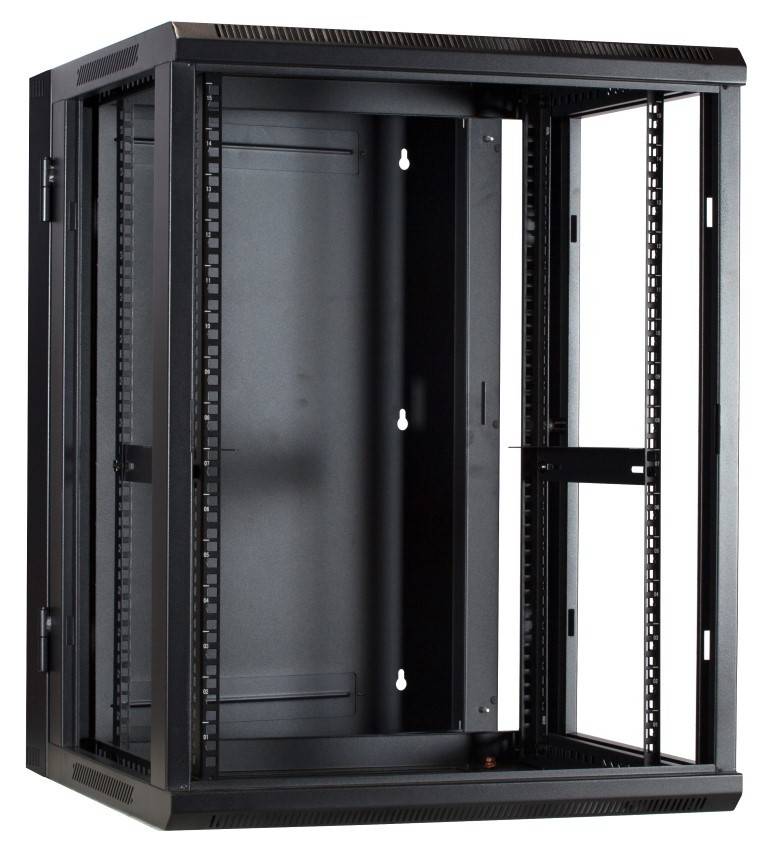 Danicom - 15 HE Serverschrank, wendbares Wandgehäuse mit Glastür und perforierten Seitenwänden (BxTxH) 600 x 600 x 770mm