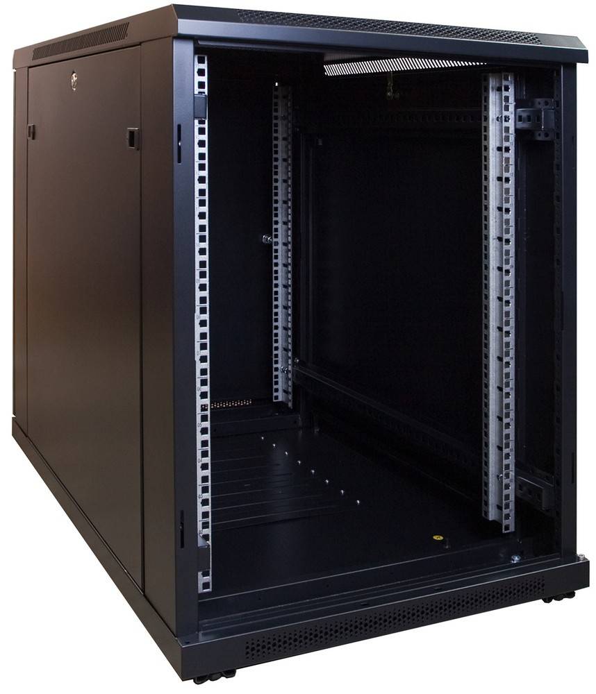 Danicom - 15 HE, kleiner Serverschrank, mit Glastür (BxTxH) 600 x 1000 x 860 mm