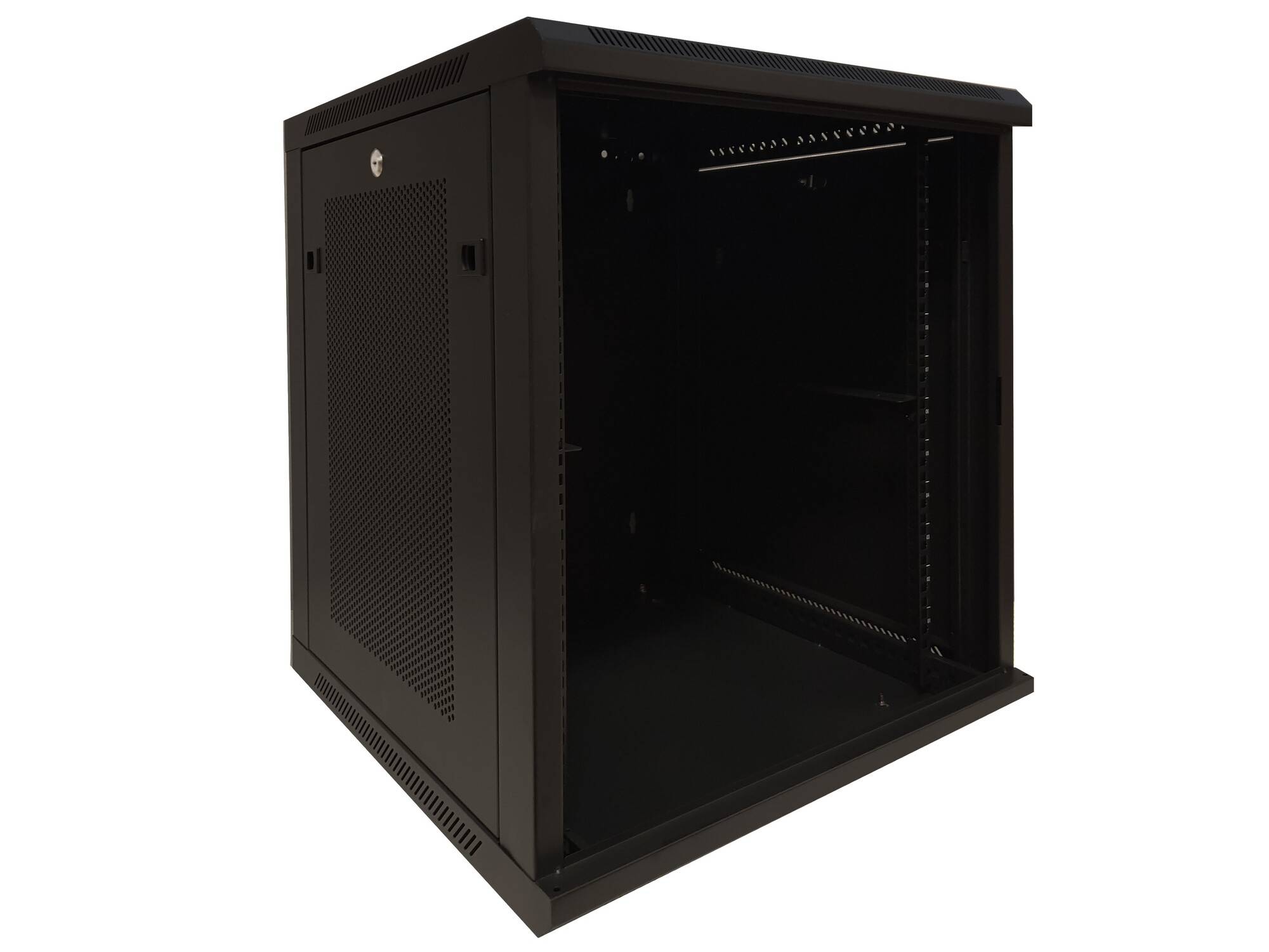 Danicom - 12 HE Serverschrank, 19” Wandgehäuse mit Glastür und Perforierte Seitenwände (BxTxH) 600 x 600 x 635mm