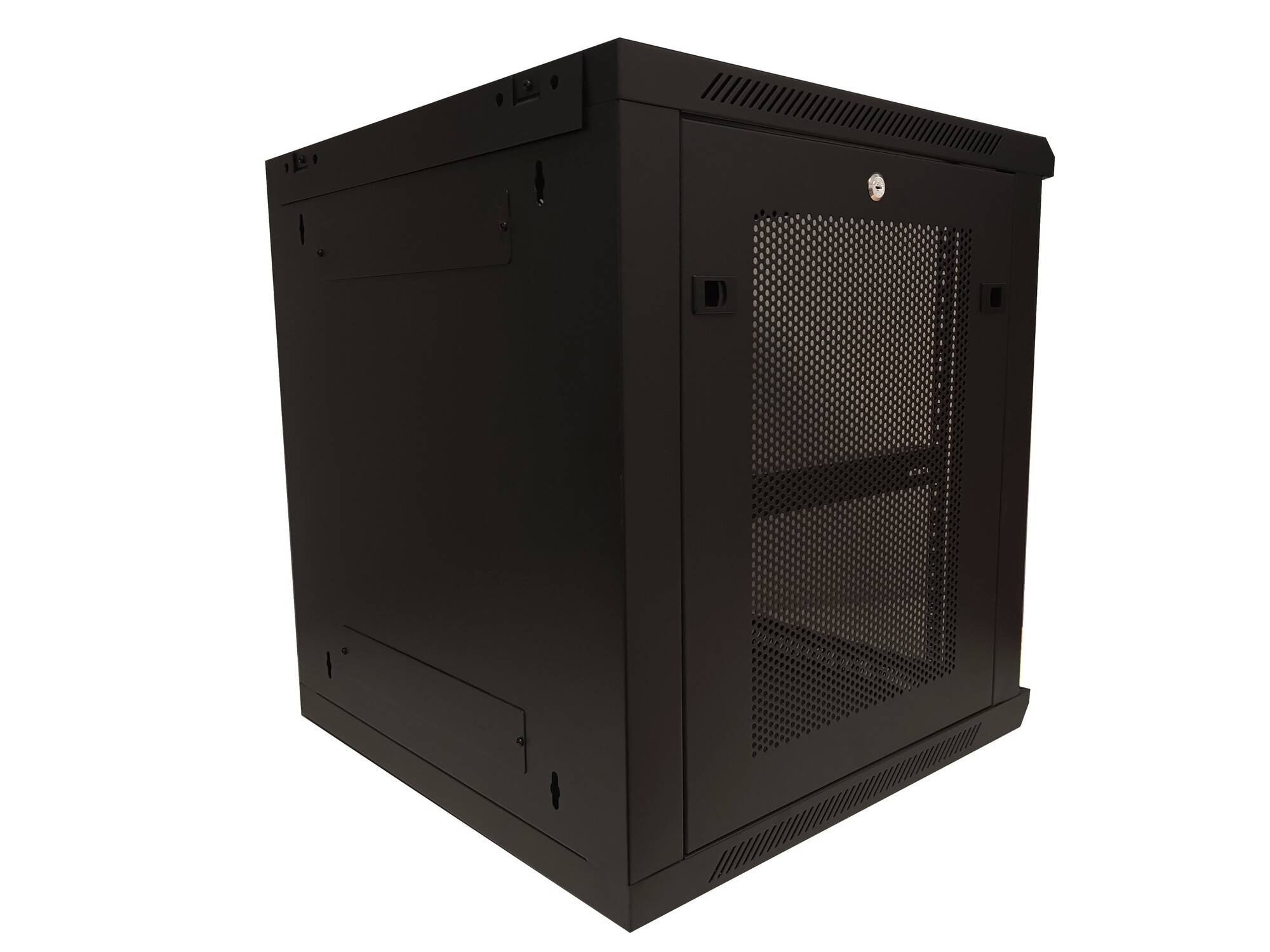 Danicom - 12 HE Serverschrank, 19” Wandgehäuse mit Glastür und Perforierte Seitenwände (BxTxH) 600 x 600 x 635mm