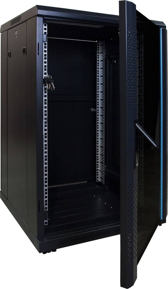 Danicom - 18 HE 19” Serverschrank, mit Glastür (BxTxH) 600 x 600 x 1000mm