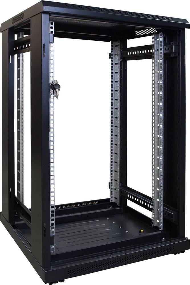 Danicom - 18 HE 19” Serverschrank, mit Glastür (BxTxH) 600 x 600 x 1000mm