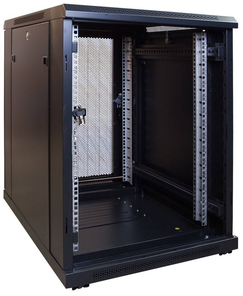 Danicom - 15 HE, kleiner Serverschrank, mit perforierter Fronttür (BxTxH) 600 x 600 x 860 mm