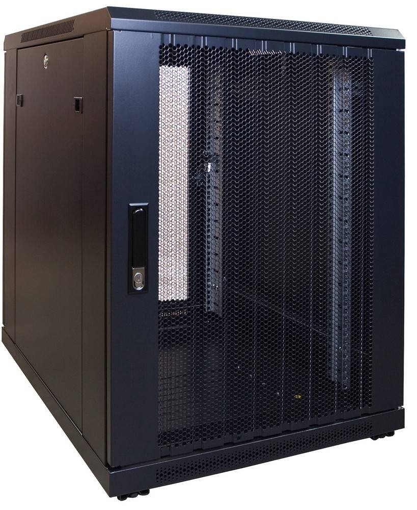 Danicom - 15 HE, kleiner Serverschrank, mit perforierter Fronttür (BxTxH) 600 x 600 x 860 mm