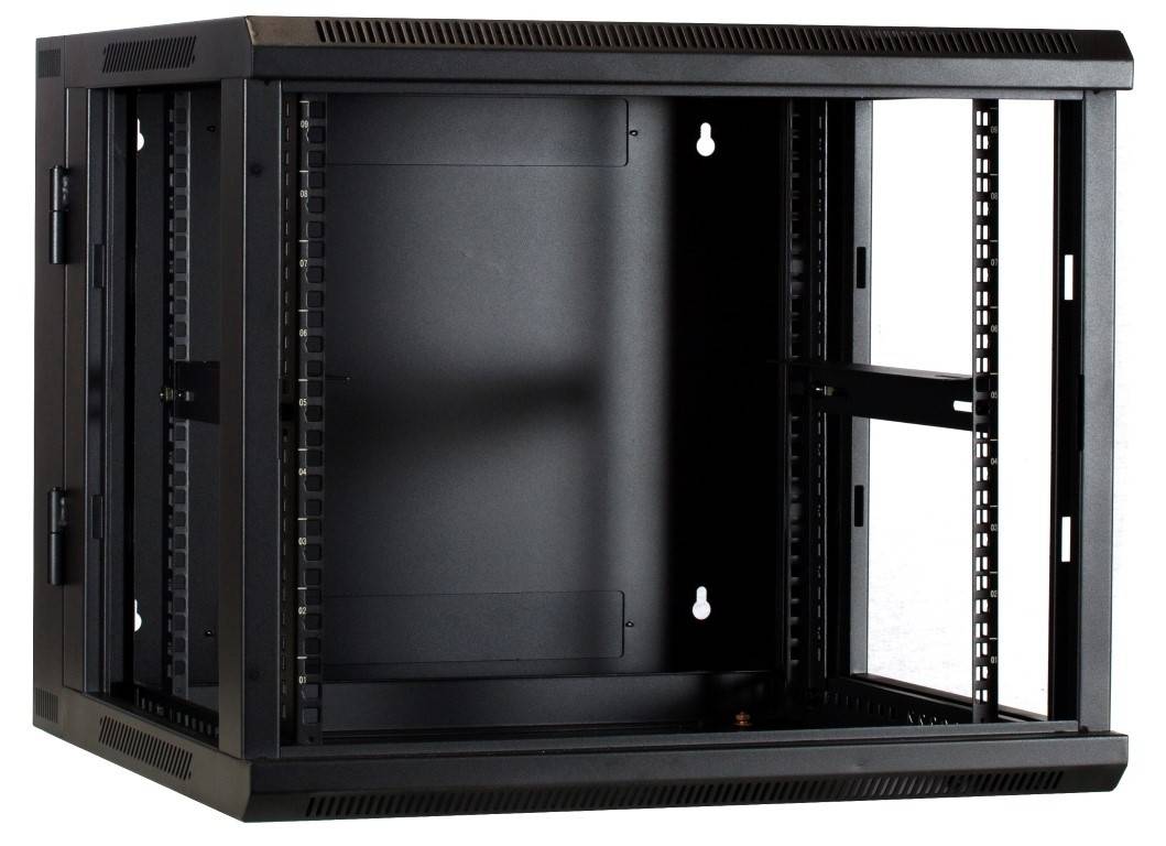 Danicom - 9 HE Serverschrank, wendbares Wandgehäuse mit Glastür und perforierten Seitenwänden (BxTxH) 600 x 600 x 501mm