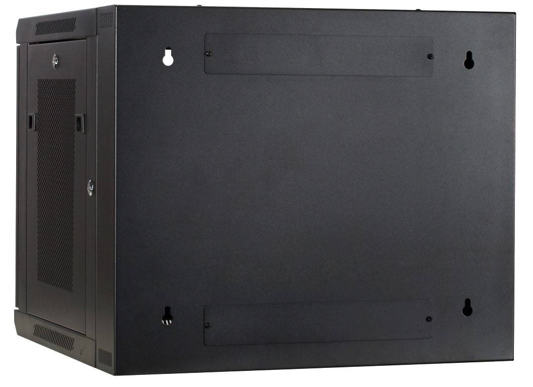 Danicom - 9 HE Serverschrank, wendbares Wandgehäuse mit Glastür und perforierten Seitenwänden (BxTxH) 600 x 600 x 501mm