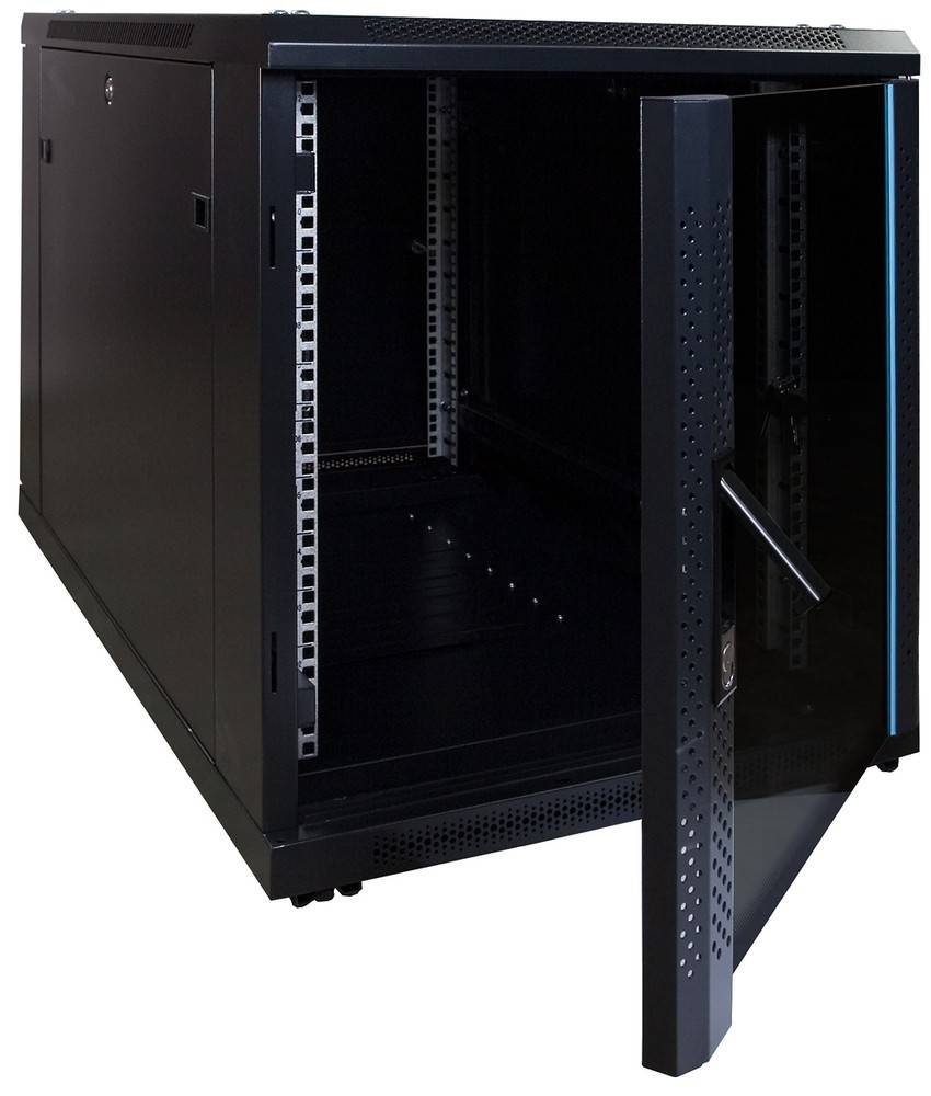 Danicom - 12 HE, kleiner Serverschrank, mit Glastür (BxTxH) 600 x 1000 x 720 mm