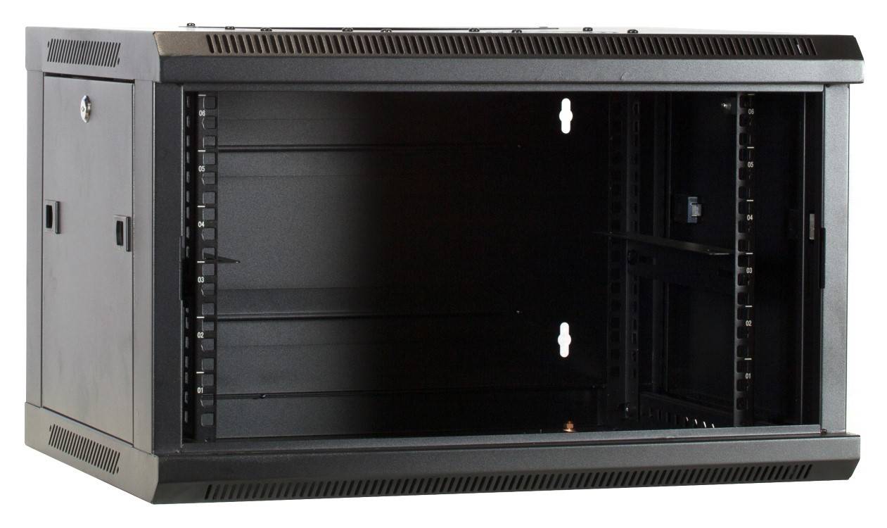 Danicom - 6 HE Serverschrank, Wandgehäuse, mit Glastür, nicht vormontiert (BxTxH) 600 x 450 x 367mm