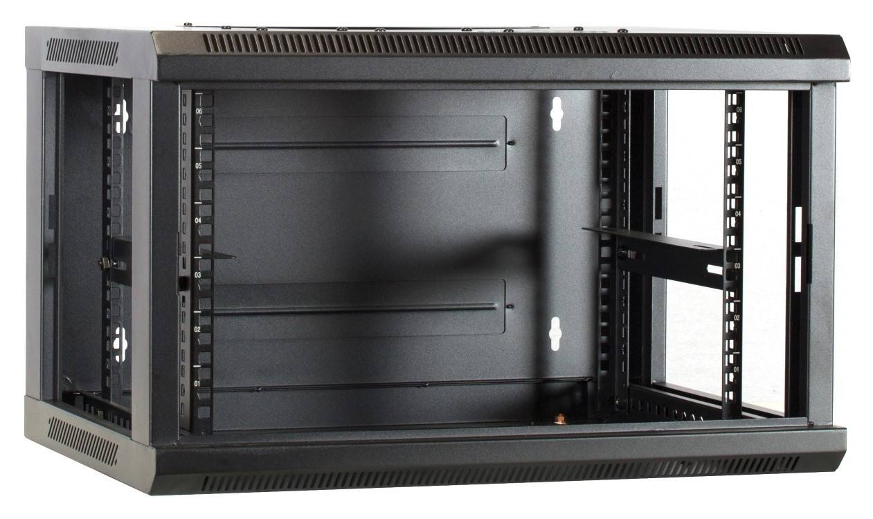Danicom - 6 HE Serverschrank, Wandgehäuse, mit Glastür, nicht vormontiert (BxTxH) 600 x 450 x 367mm