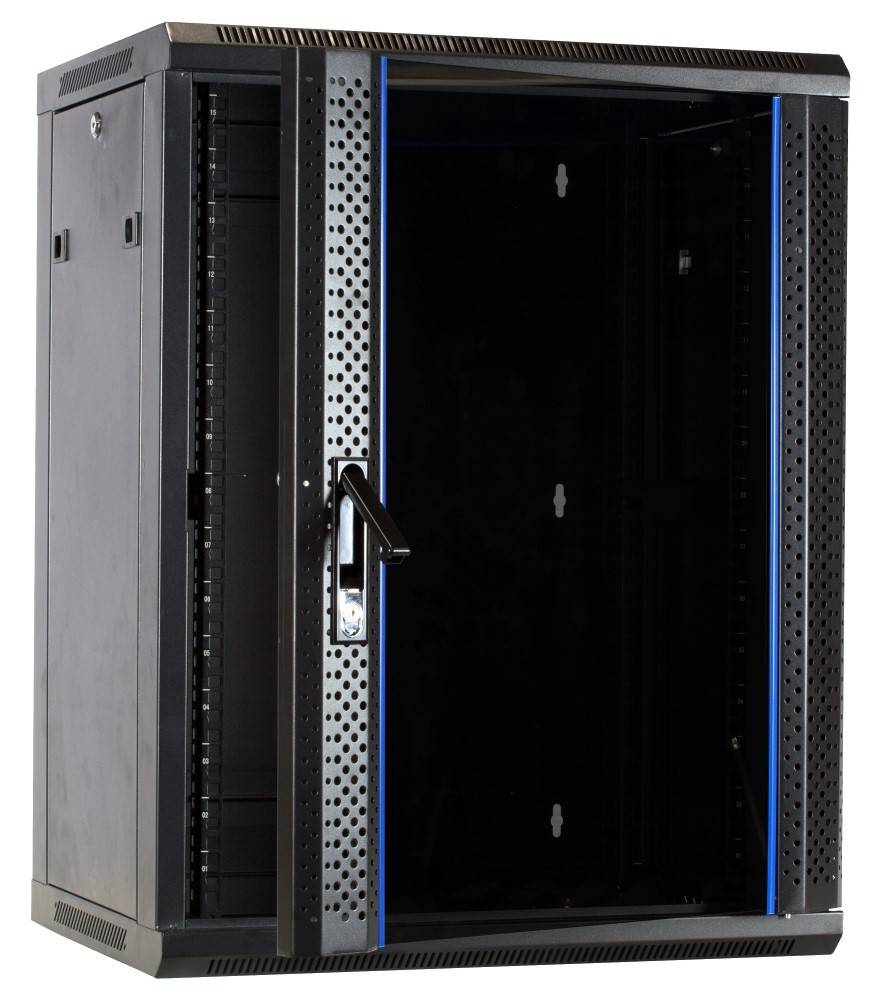 Danicom - 15 HE Serverschrank, Wandgehäuse, mit Glastür, nicht vormontiert (BxTxH) 600 x 450 x 770 mm