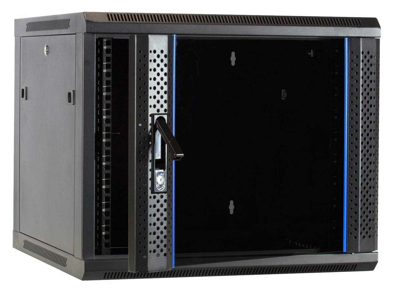 Danicom - 9 HE Serverschrank, 19” Wandgehäuse mit Glastür (BxTxH) 600 x 600 x 501mm