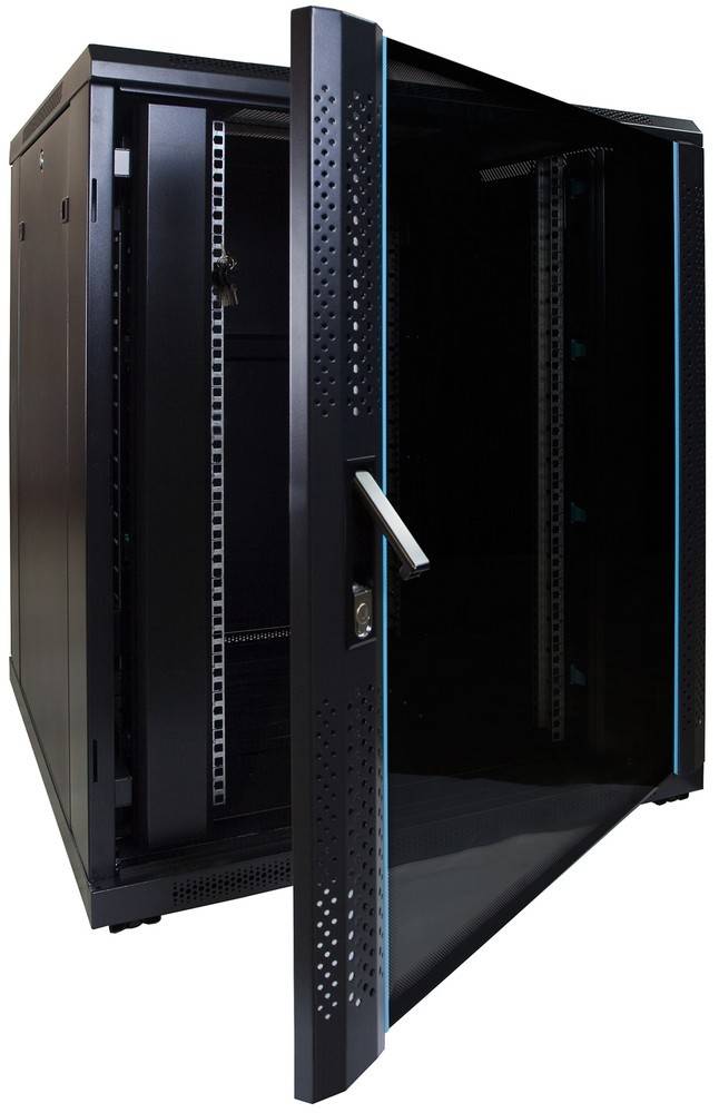 Danicom - 18 HE 19” Serverschrank, mit Glastür (BxTxH) 800 x 800 x 1000mm