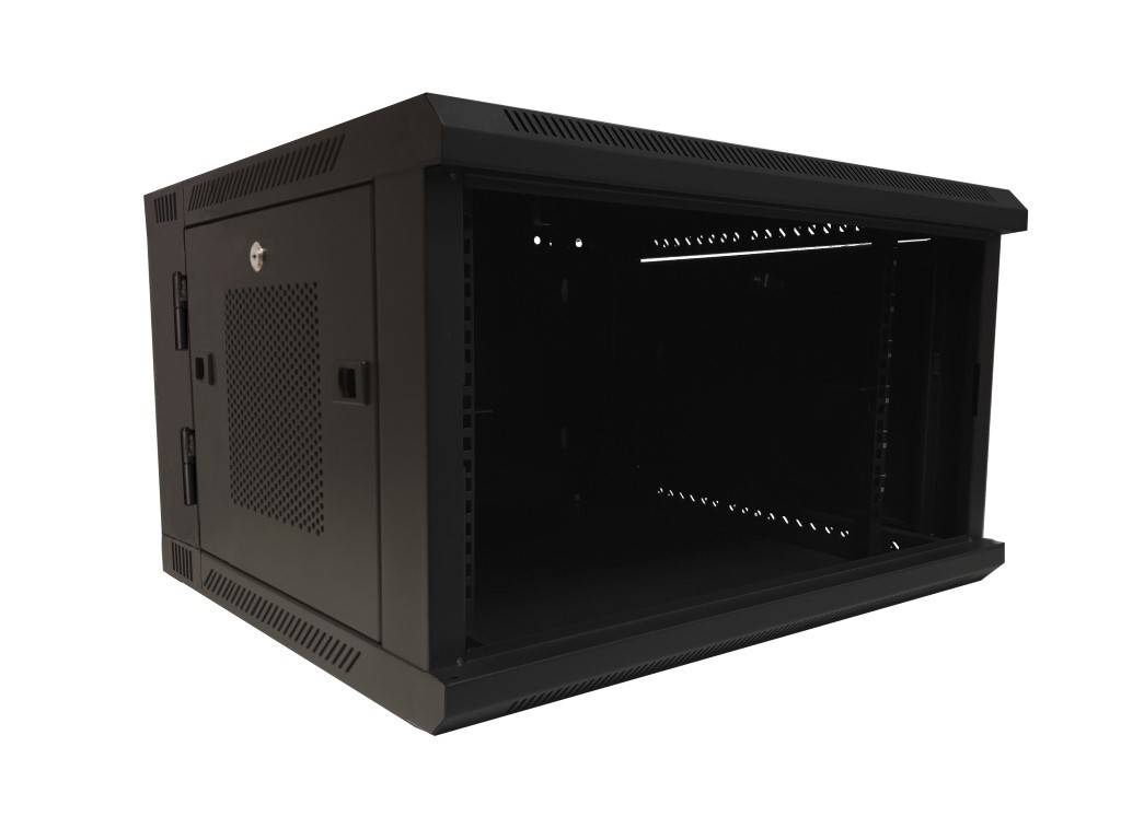 Danicom - 6 HE Netzwerkschrank, schwenkbarer Wandschrank mit Glastür und perforierten Seitenwänden 600x600x368mm