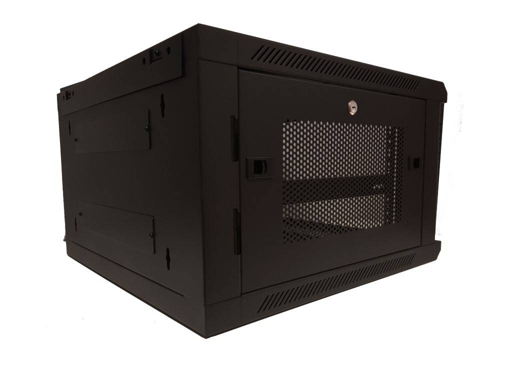 Danicom - 6 HE Netzwerkschrank, schwenkbarer Wandschrank mit Glastür und perforierten Seitenwänden 600x600x368mm