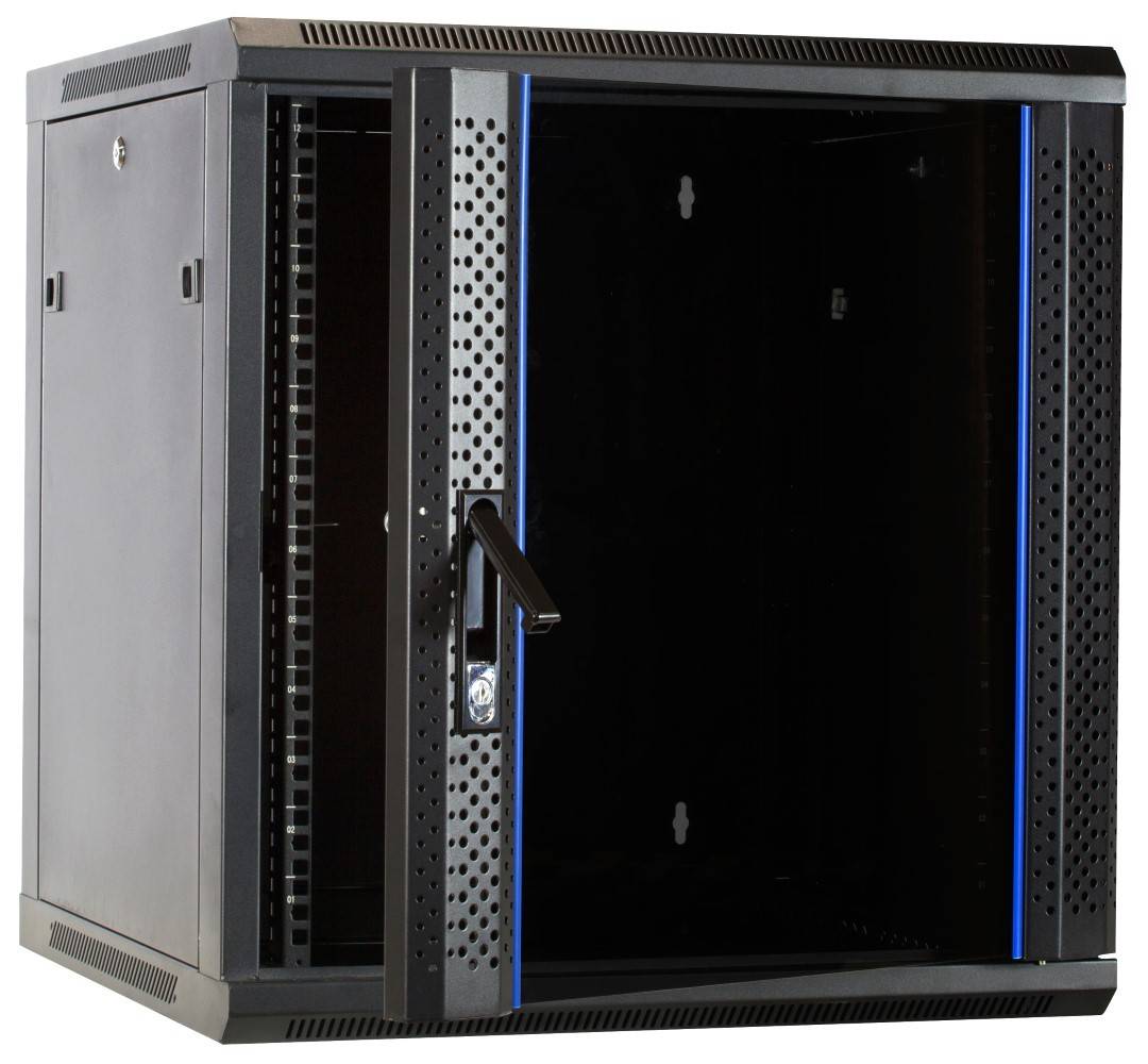 Danicom - 12 HE Serverschrank, Wandgehäuse mit Glastür, nicht vormontiert (BxTxH) 600 x 600 x 635mm