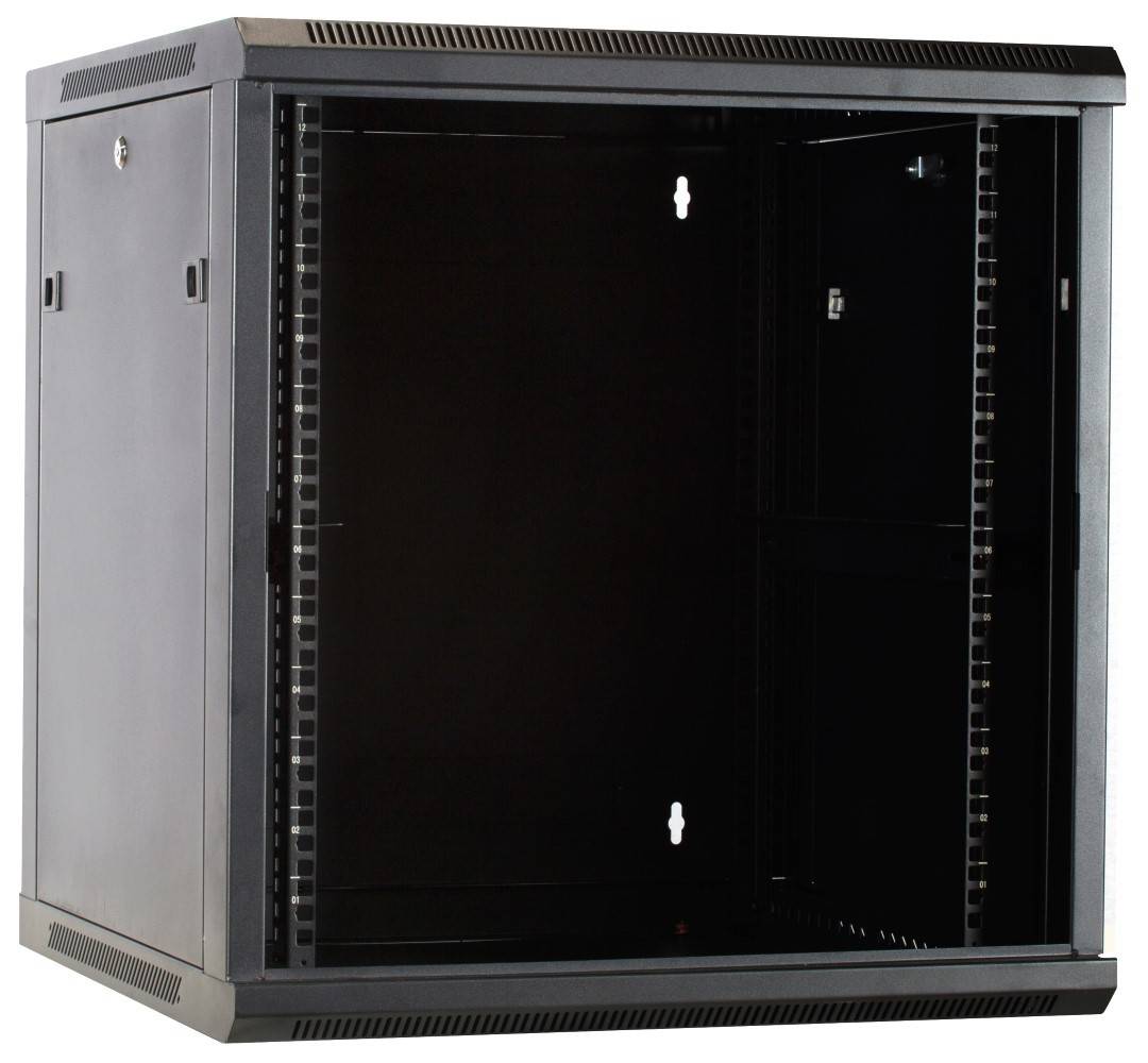 Danicom - 12 HE Serverschrank, Wandgehäuse mit Glastür, nicht vormontiert (BxTxH) 600 x 600 x 635mm