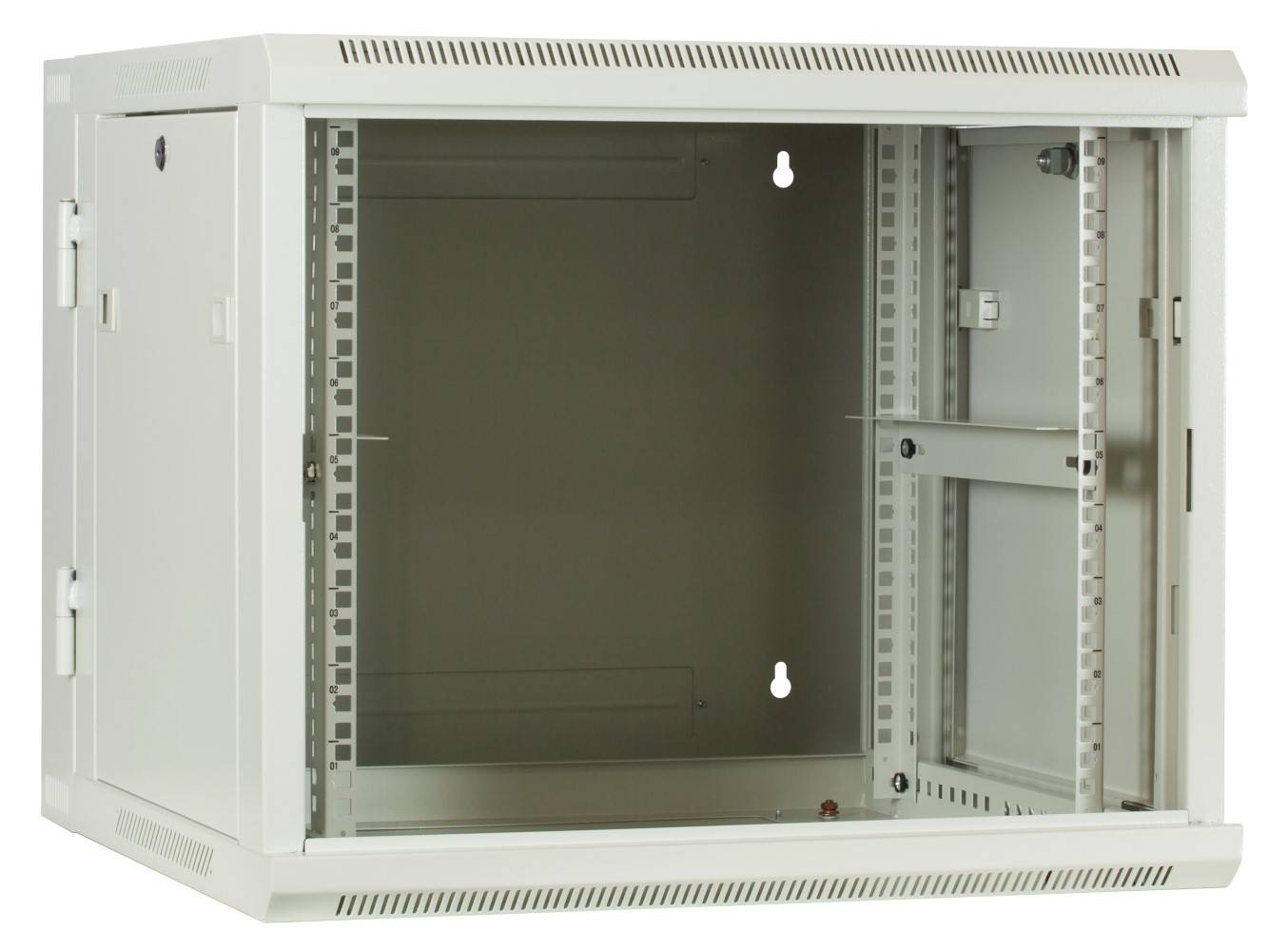 Danicom - 9 HE Serverschrank, wendbares Wandgehäuse mit Glastür, Weiß (BxTxH) 600 x 600 x 501mm